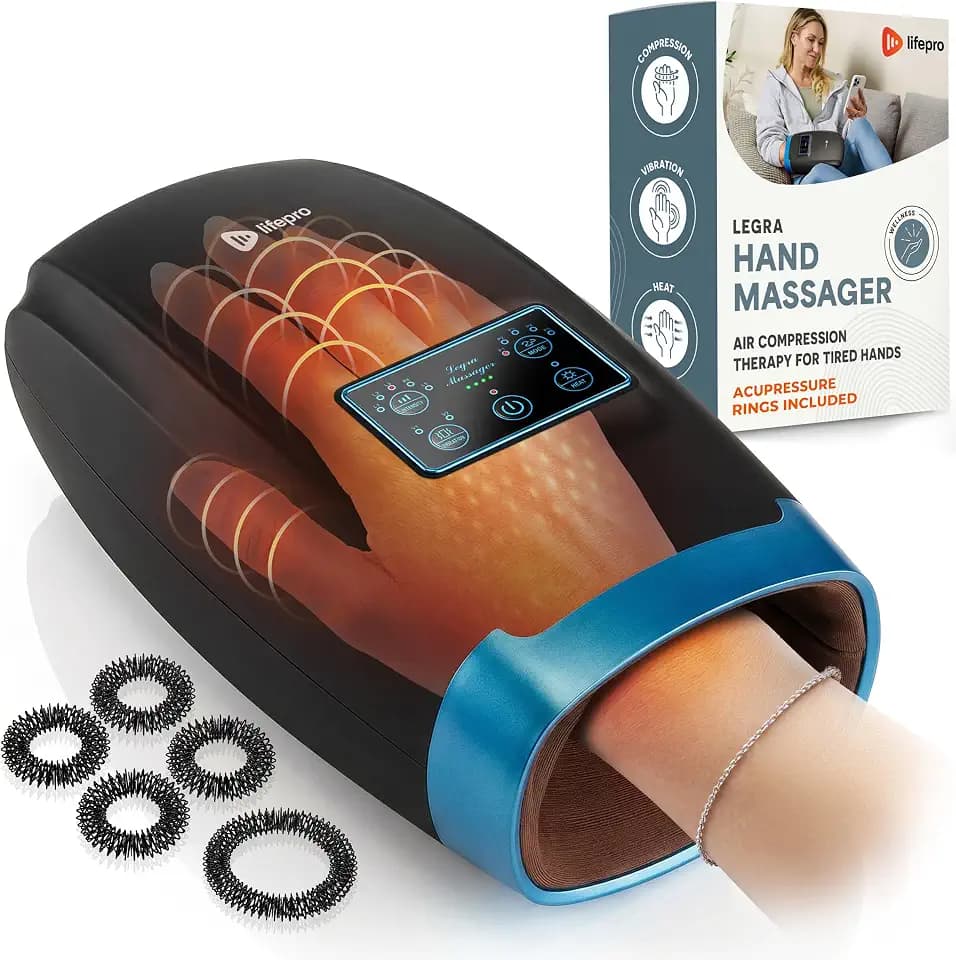 LifePro Legra Hand Massager with Heat and Compression & Cordless Design