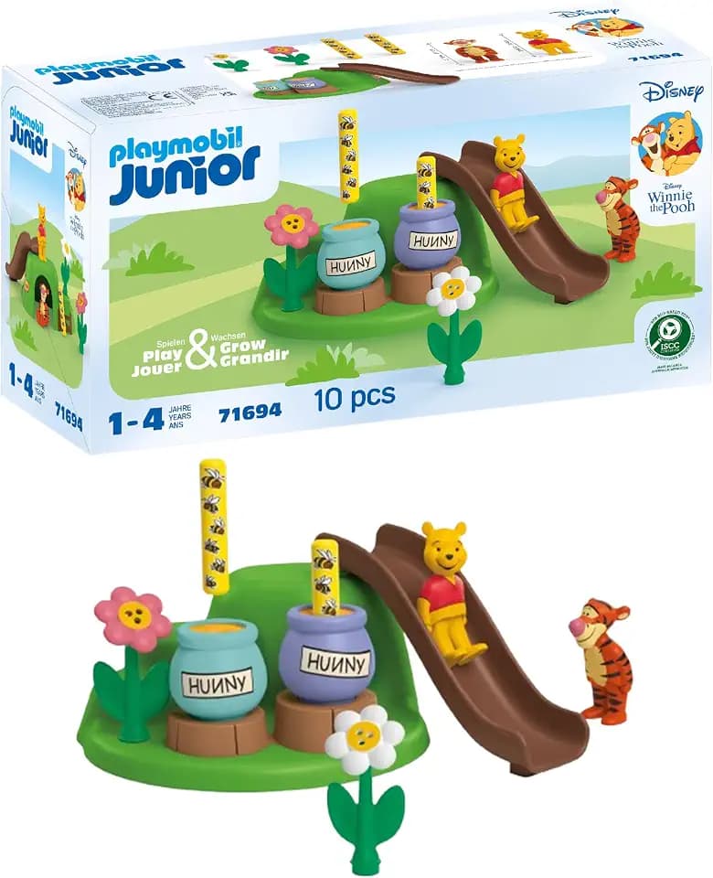 PLAYMOBIL JUNIOR | Disney | Winnie Puuhs & Tiggers Bienengarten | nachhaltiges Spielzeug aus biobasierten Kunststoffen | für Kinder ab 1 Jahr | 71694