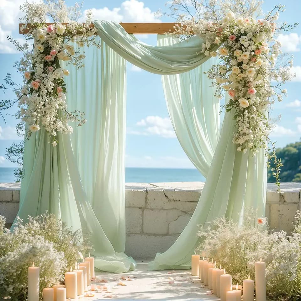 Sage Green Wedding Arch Draping Fabric 28" x19FT Sheer Curtain Drapes