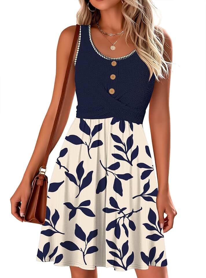 Summer Dresses for Women Twist Front Waffle Dress Sleeveless Sundresses