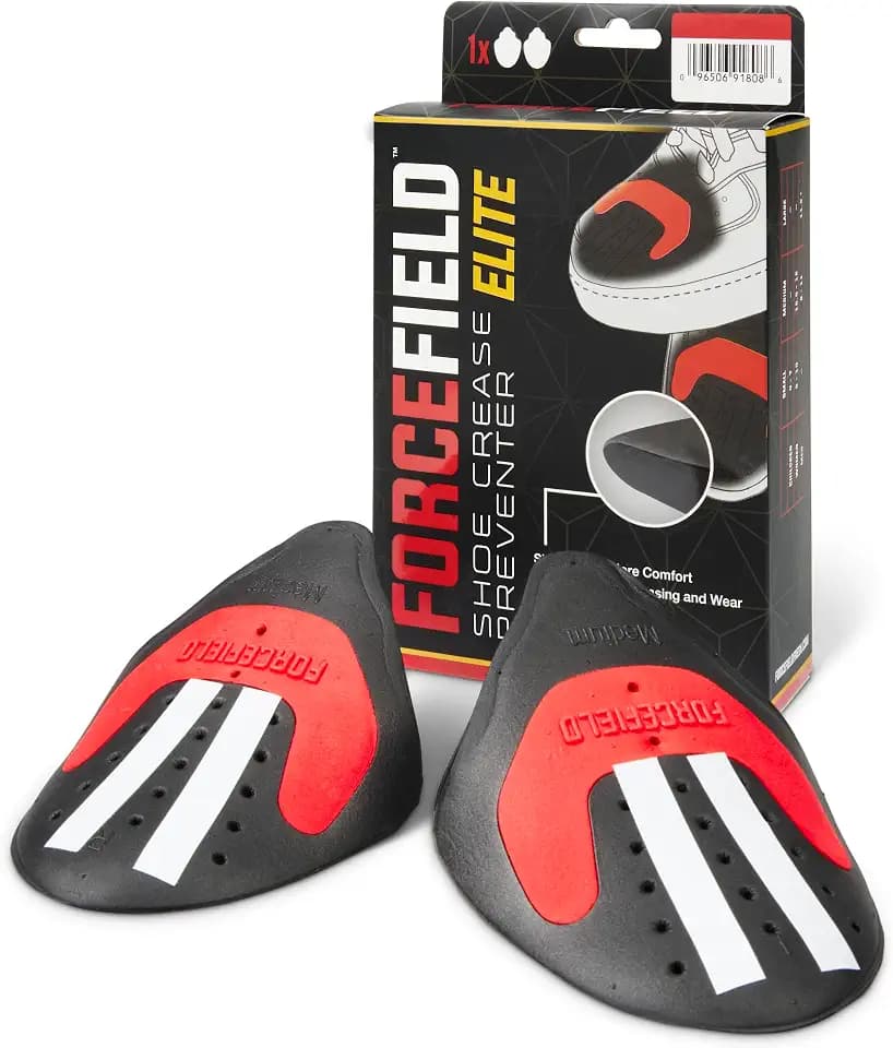 Forcefield Crease Preventer Elite for Sneakers, Prevents Toe Box Creasing and Deformation, Breathable with Perforations, Dual Adhesion Strips for Secure Fit, EVA Foam Construction, Small, 1 Pair