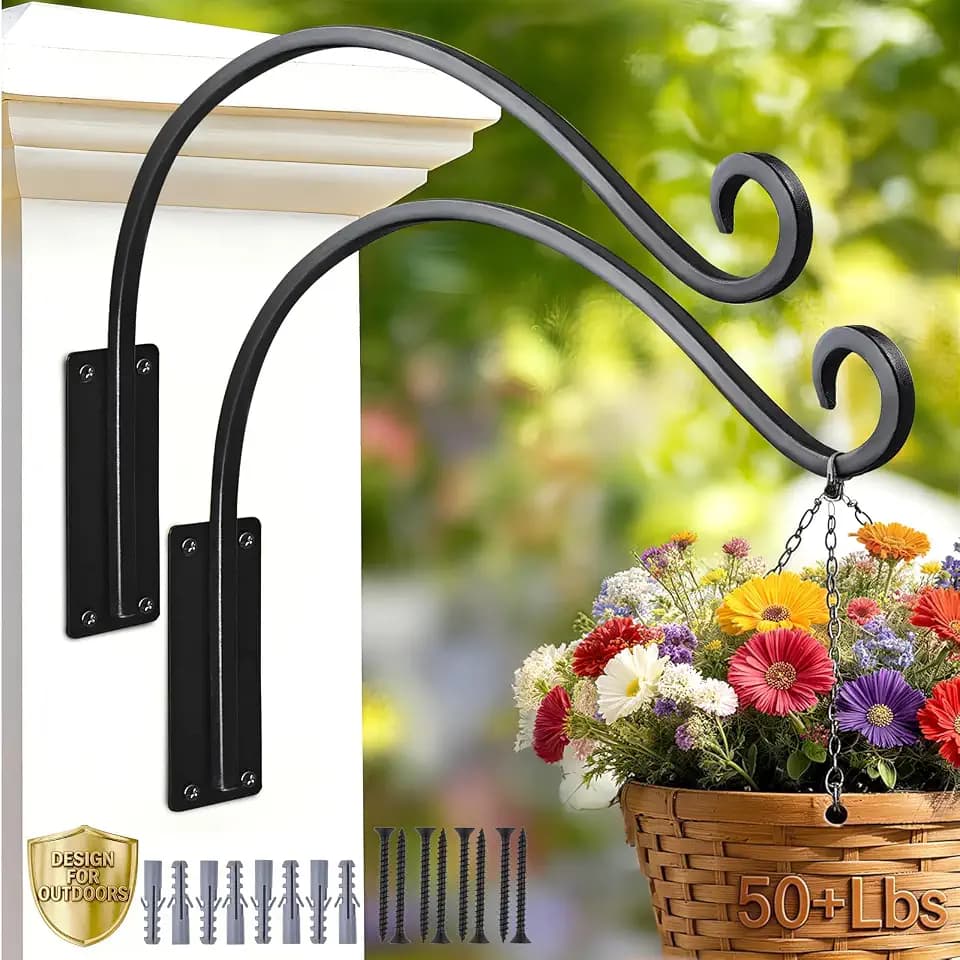 Heavy Duty 12 Inch Plant Hangers Bracket Outdoor 2 Pack Bird Feeder Hanger