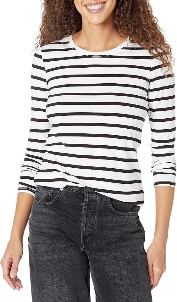 Amazon Essentials Damen Regular-Fit Langarm-T-Shirt Rundhalsausschnitt (In Übergröße Erhältlich)