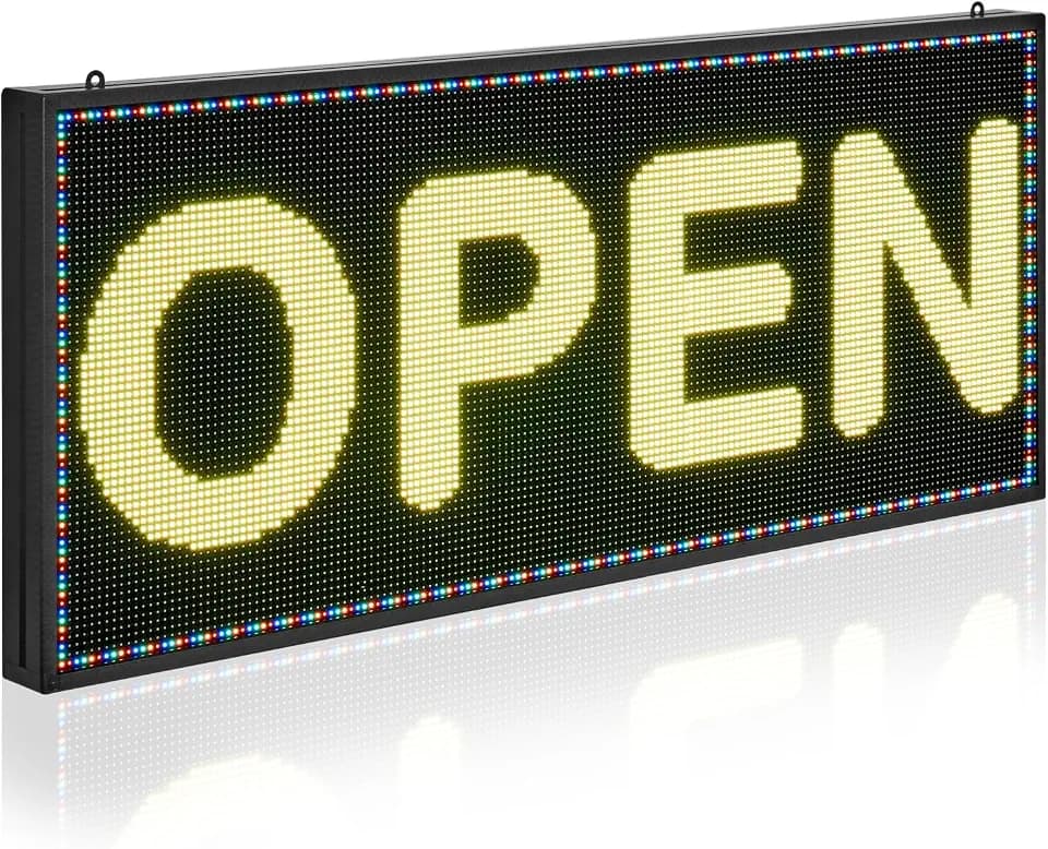 VEVOR programmierbare LED Zeichen P6 Vollfarbe flexibles digitales Scrolling Panel, DIY Anzeigetafel mit benutzerdefiniertem Textmuster und GIF & Bluetooth App Steuerung Laufschrift (990 x 412 mm)