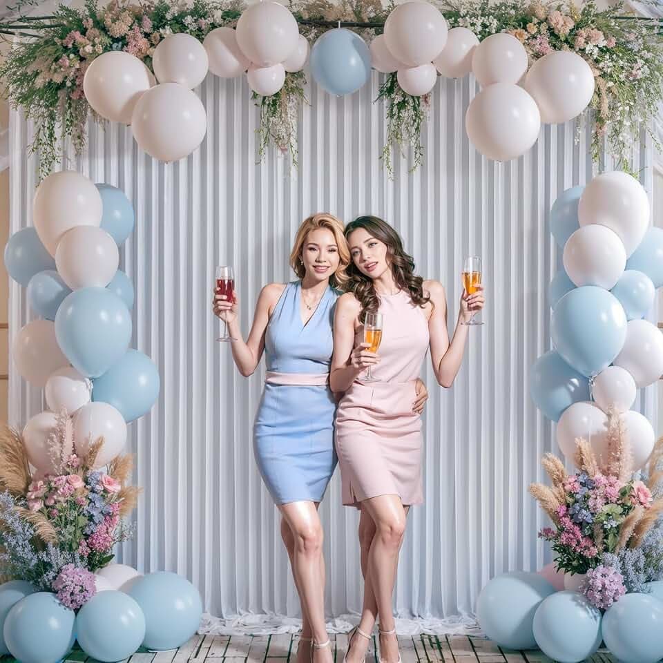 3 m x 2,1 m, silbergrauer Hintergrundvorhang für Partys, Hochzeiten, faltenfreier Hintergrund, Vorhänge für Babyparty, Geburtstag, Fotografie, Polyestergewebe, Hintergrunddekoration