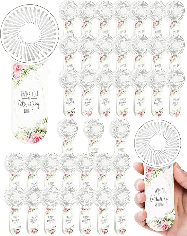 50 Pcs Wedding Mini Fans - Personal Portable Mini Handheld Electric Fans for Wedding Favor - Bulk Battery Powered, Battery Not Include, Elegant Forest（Green）
