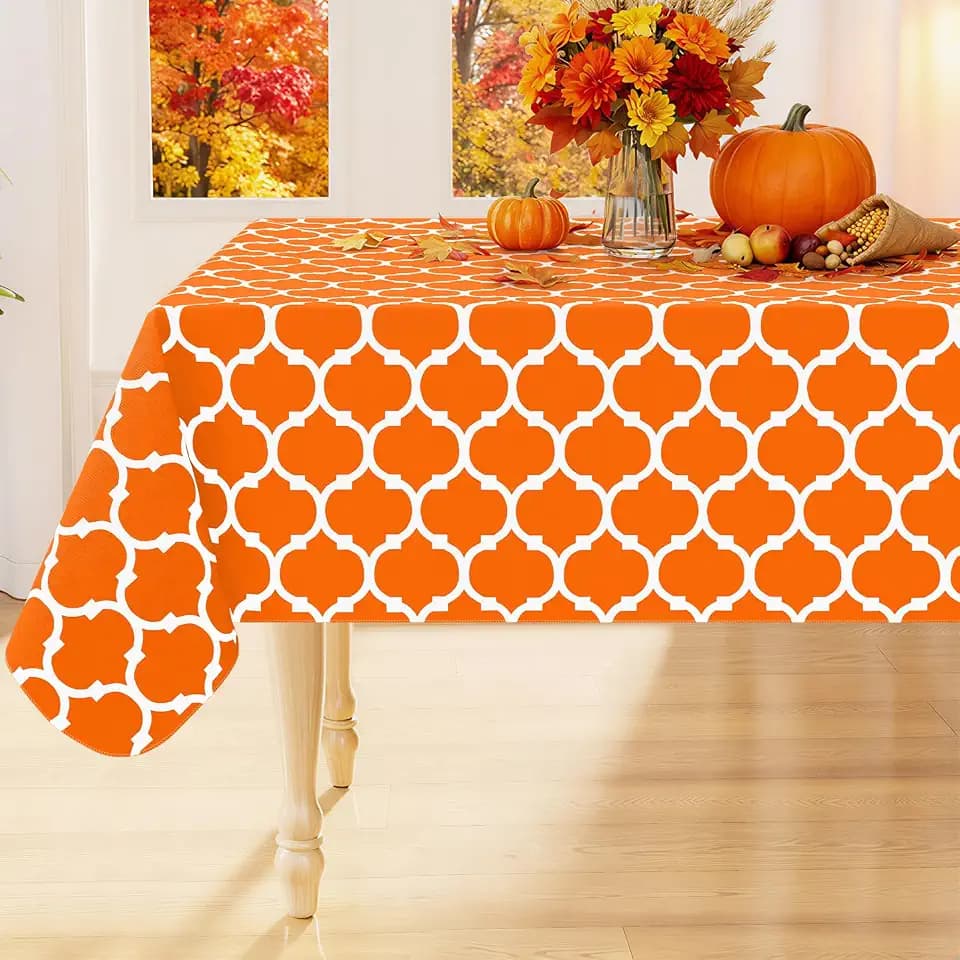 Smiry Square Table Cloth, Flannel Backed Vinyl Tablecloth, 54"x54"