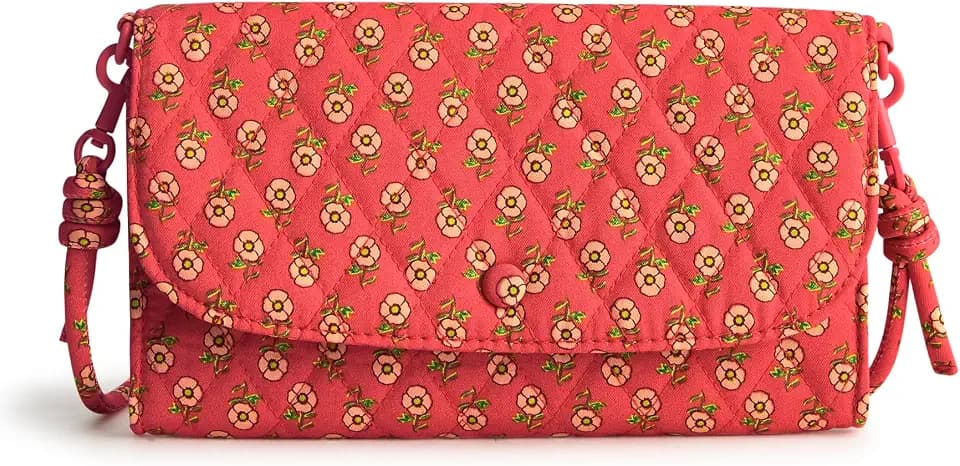 Vera Bradley Women's Wildwood Wallet Crossbody, Cotton Gabardine