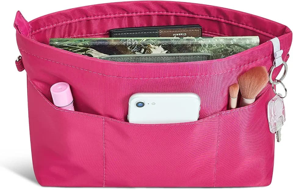Vercord Premium Nylon Purse Organizer Tote Handbag Insert Organizers Bag in Bag Zipper 13 Pockets 5 Sizes