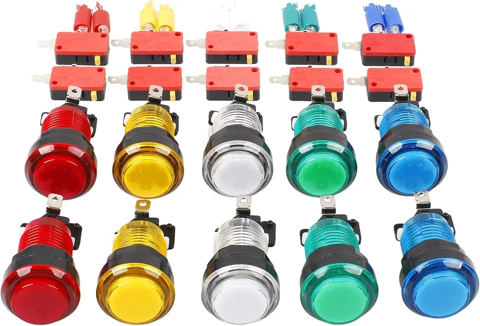 EG STARTS 10x neue LED beleuchtet Arcade-Tasten mit Mikroschalter Mame Multicade Jede Farbe von 2 Stück