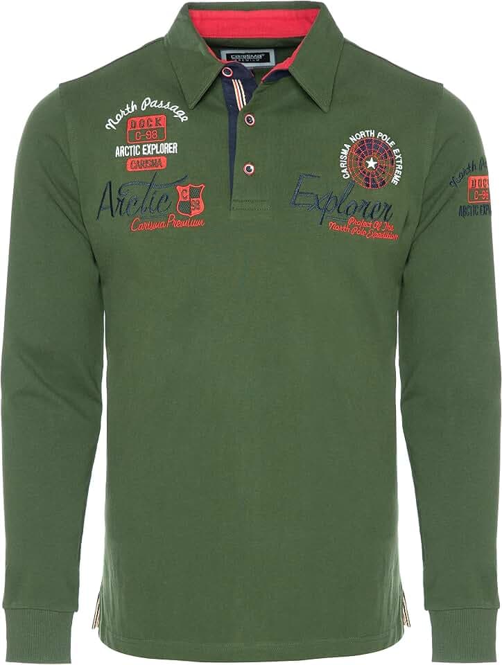 Carisma Casual Herren Longsleeve Langarmshirt Sweatshirt Poloshirt Regular Fit mit Hochwertigen Stickerei 3439