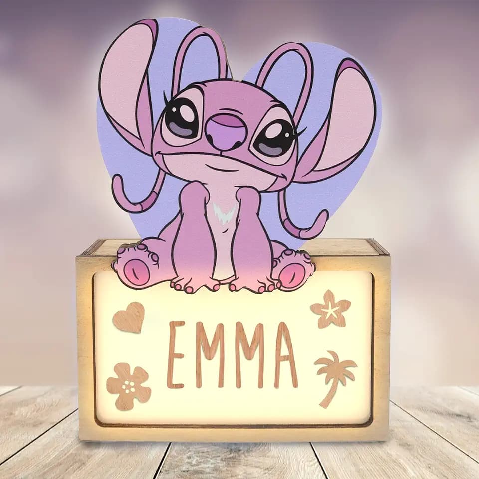 WONDEE Offizielle Disney Lilo Stitch Lampe Personalisierte - Nachtlicht Kinder und Baby von Angel Stich, Personalisierte Geschenke Baby und Kinder Madchen, Disney Lilo Stitch Sachen/Geschenke Sticht