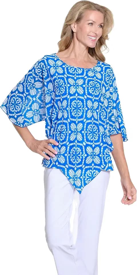MULTIPLES Womens Clothing | Tank With Attached Overlay Poncho Top