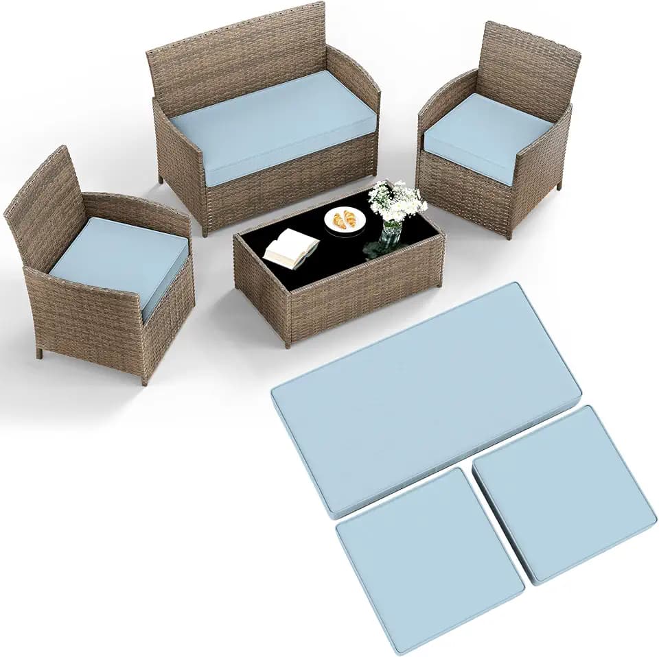 3 Pcs Outdoor Patio Furniture Cushion Replacement Cover, Cover Only