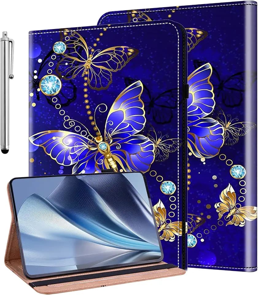 Case for Samsung Galaxy Tab A11 / Tab A9 8.7-Inch 2025/2023, Pencil Holder Flip Wallet Leather Shockproof Tablet Cover, Diamond Butterfly
