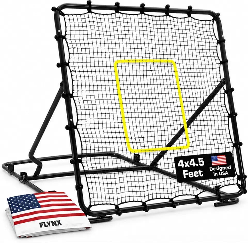 FLYNX Baseball Rebounder Net 4x4.5 ft, 3 Adjustable Angles, Pitchback