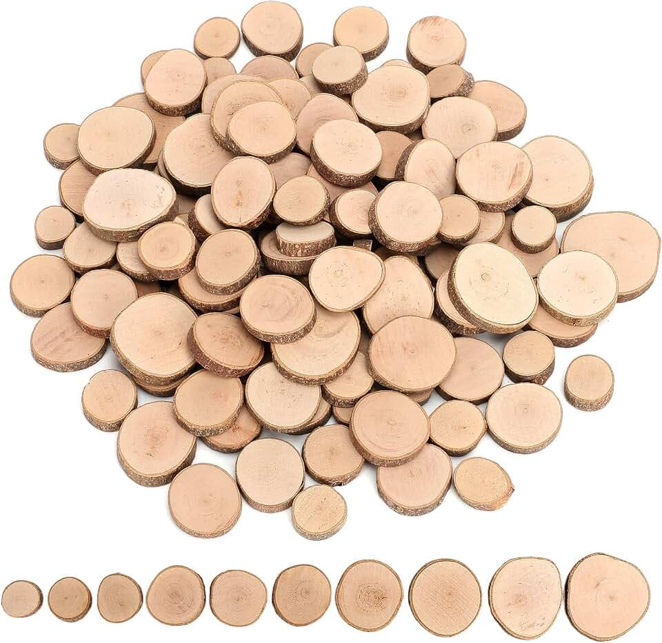 120Pcs Holzscheiben zum Basteln kleine Baumscheiben Astscheiben Naturholz
