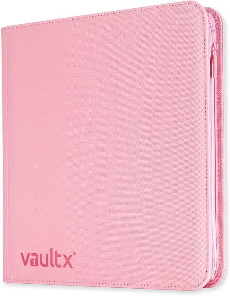 Vault X 12-Taschen-Trading-Kartenordner mit Reißverschluss, 480 Karten, Premium Exo-Tec-Albummaterial (Rosa)