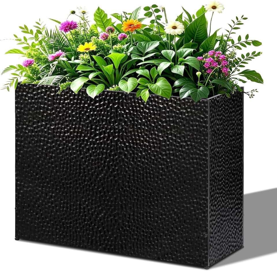 BAYN Large Rectangular Metal Garden Block Planter Box 32x12x24 Inch