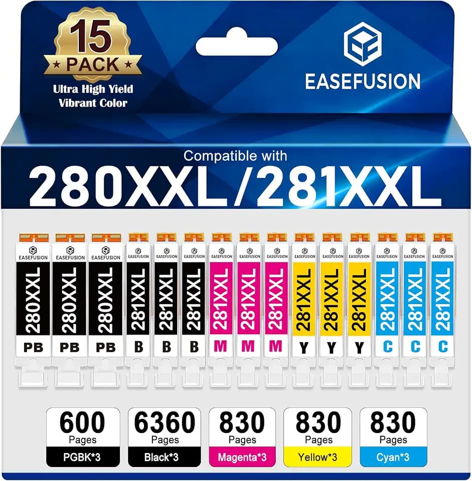 15 Pack 280 XXL 281 XXL Ink Cartridges Compatible for canon printers