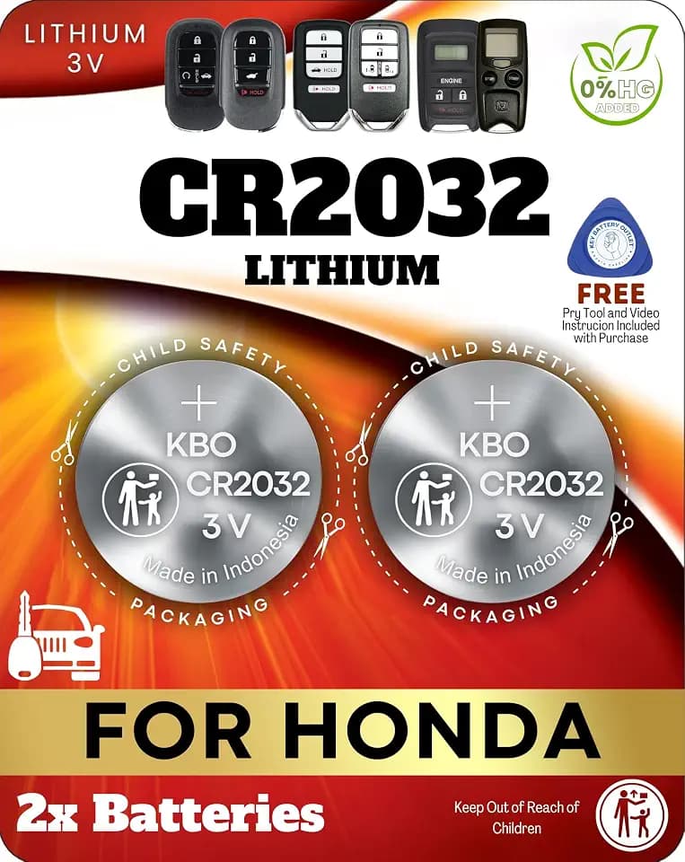 Key Fob Battery Replacement for Honda – CR2032 (2 Pack) – Fits Civic, Accord, CRV, Pilot, Odyssey, HRV, Fit, Passport, Ridgeline, Crosstour, Insight, Clarity, CR-Z – Smart Remote – Fitment Guide
