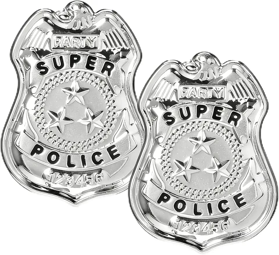 2PCS Police Badge Pin, Halloween Cosplay Prop for Costume Party Accessories