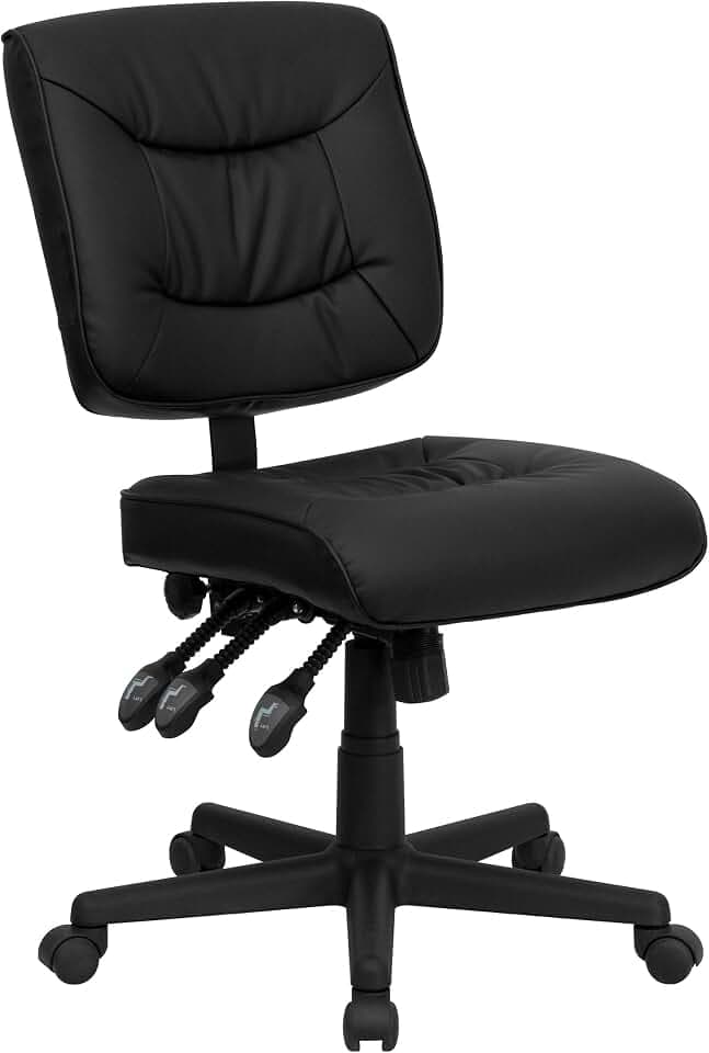 Flash Möbel mid-Back Leder Aufgabe Multifunktions Drehstuhl, Metall, schwarz, 71,12 x 60,96 x 58,42 cm