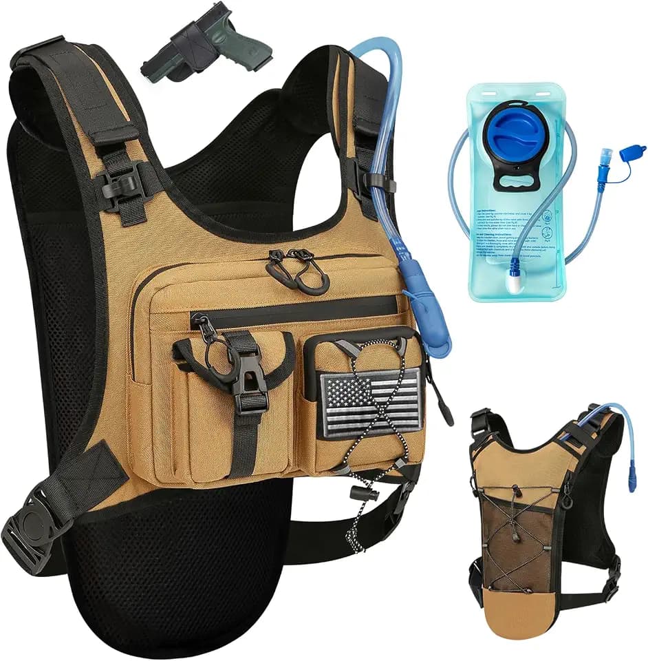 Criuage USA Patent Running Hydration Vest Backpack, Lightweight Chest Pack with 2.0L Water Bladder Bag Daypack for Hiking Running Cycling Race Marathon for Women Men