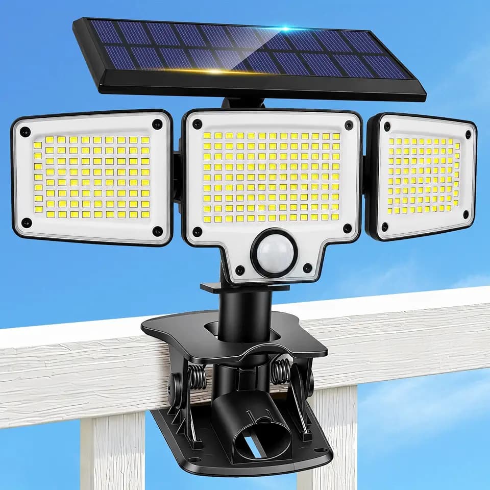 Clip on Solar Lights Outdoor,3000LM Flood Lights with Motion Sensor,Remote