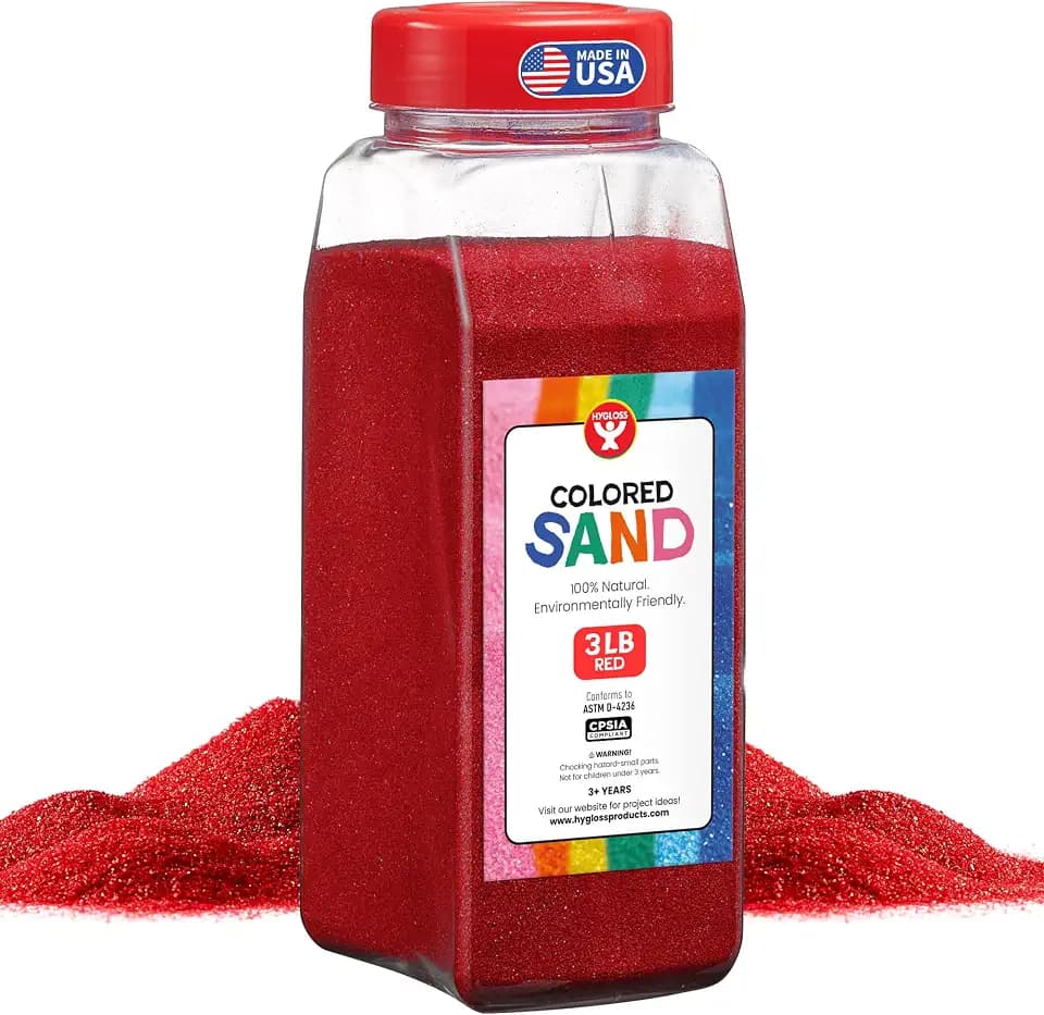 Hygloss Colored Sand for Crafts – 3 lb Bottle, Red – Vibrant Colorful Fine Sensory Play Sand Art Kits for Kids – Classroom Activities for Children 3 4 5 6 7 8 9 10 11 12 – Safe for Ages 3+