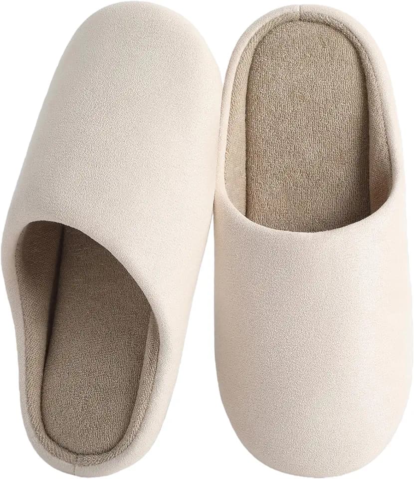Silent Slippers for Men, Comfortable House Shoes for Women, Suede Fabric House Slippers with Soft Bottom Silent, Non-Slip Sole Suitable for Indoor, Outdoor, Bedroom and Living Room