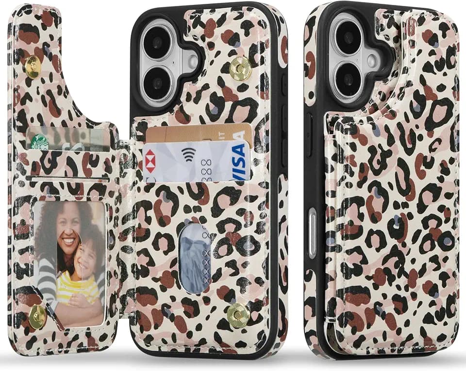 ZCDAYE Wallet Case with Card Holder for iPhone 17, Leopard Print