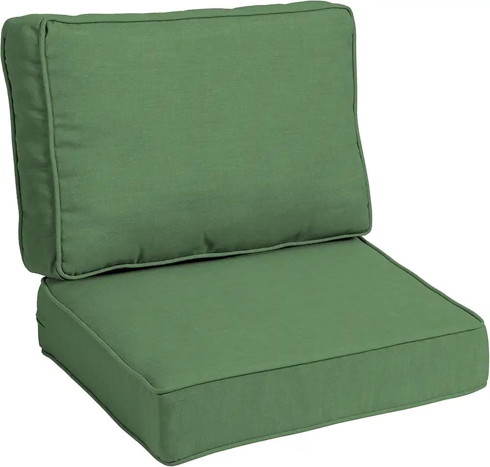 Arden Selections Modern Outdoor Deep Seating Cushion Set, 24 x 24, Water Repellent, Fade Resistant, Deep Seat Bottom and Back Cushion for Chair, Sofa, and Couch 24 x 24, Moss Green Leala