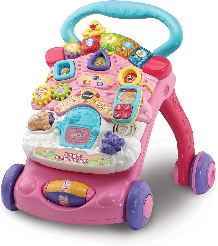 VTech -Baby 2-in-1 Gehhilfe, Rosa, Lauflernhilfe mit Musik und Lichtern