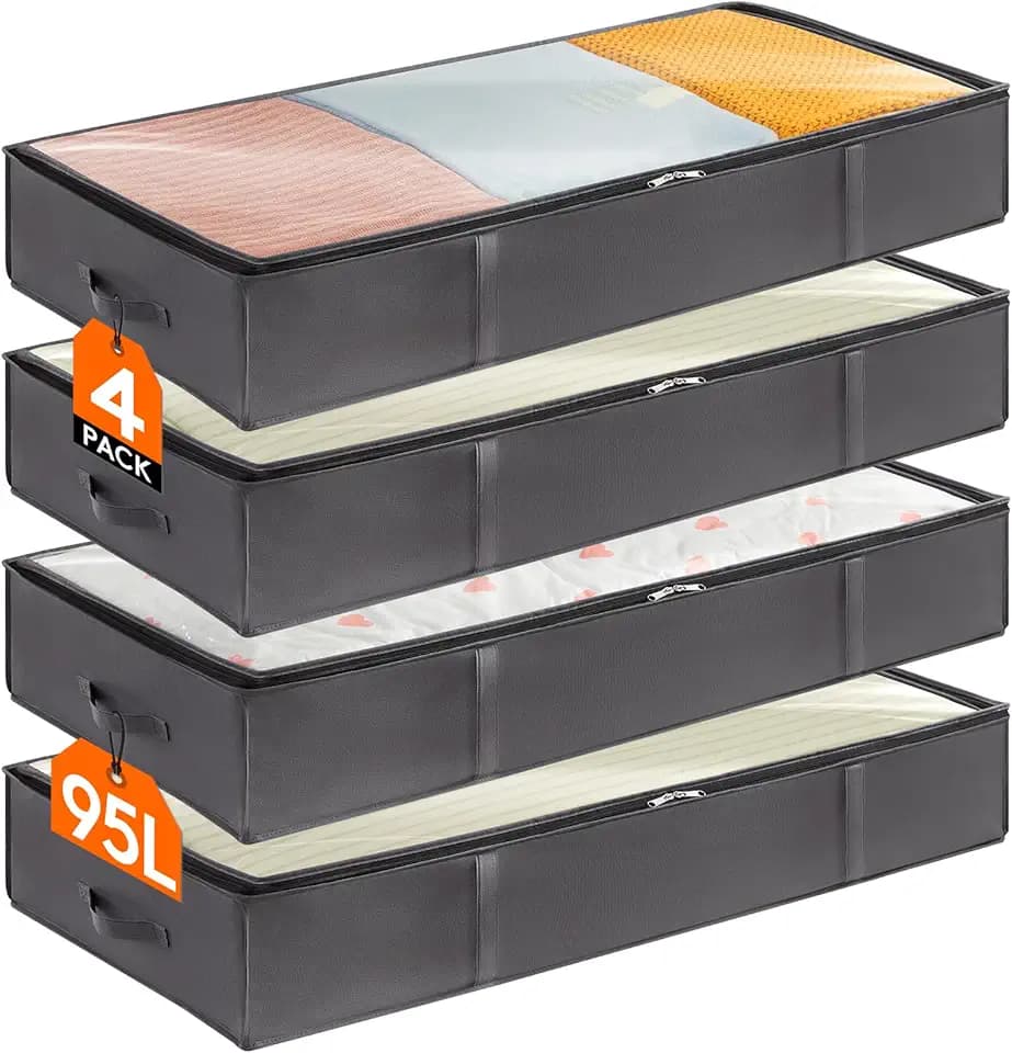 Lifewit Aufbewahrungstasche 95L, Unterbettkommode, Transporttasche 4 Stück