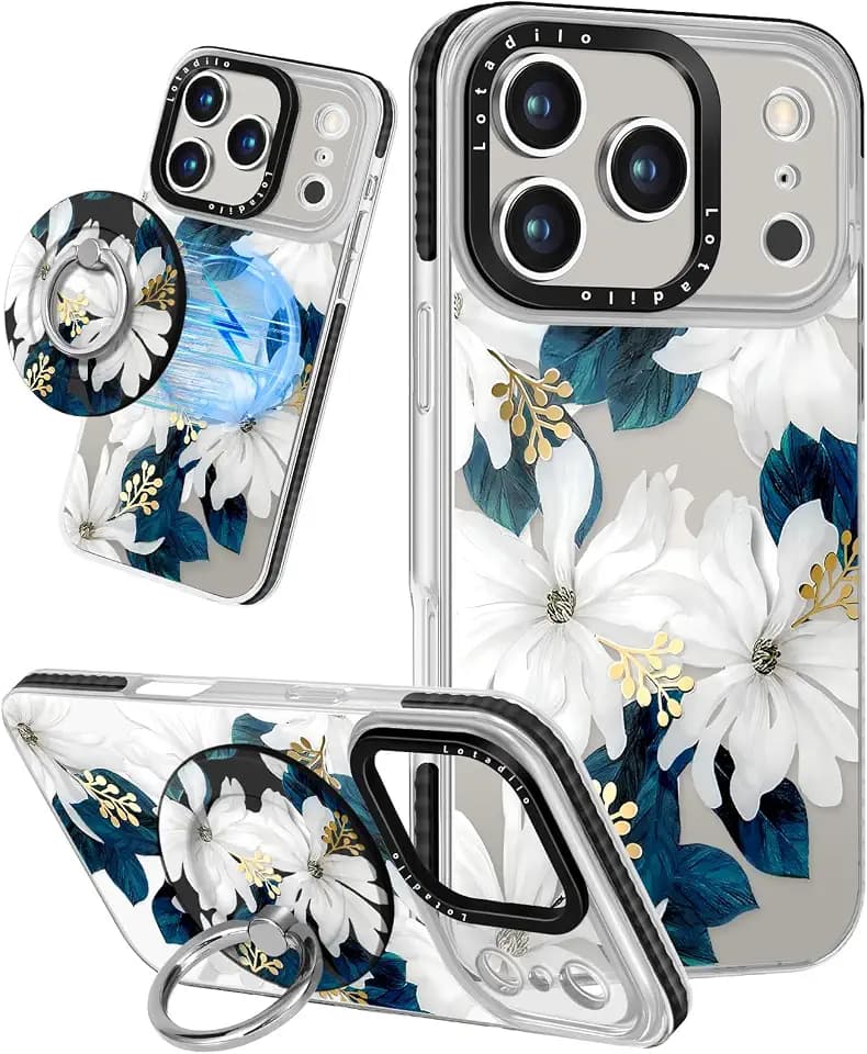Lotadilo for iPhone 18 Pro Max/17 Pro Max Case with Stand, Blue Flower