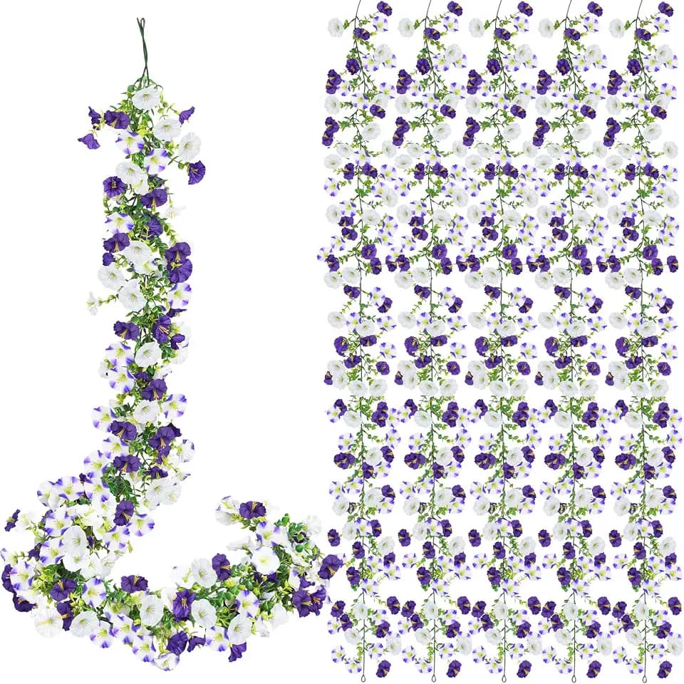 6 Pcs 6 ft Artificial Morning Glory Flower Vine Garland Decor