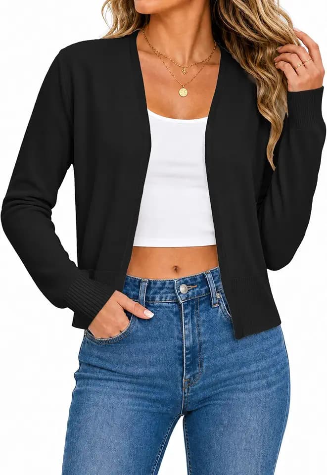 U.Vomade Cropped Cardigan Sweaters for Women Bolero Shrug Sweater S-XL