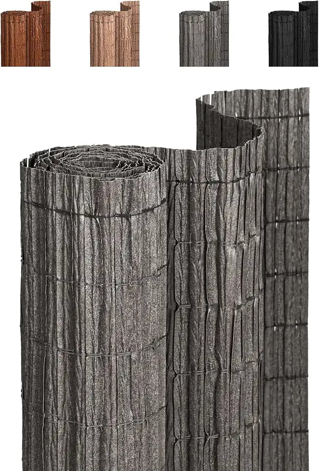 paramondo No Drilling Natural Privacy Fence Screen, Dark Grey, 3×10 FT