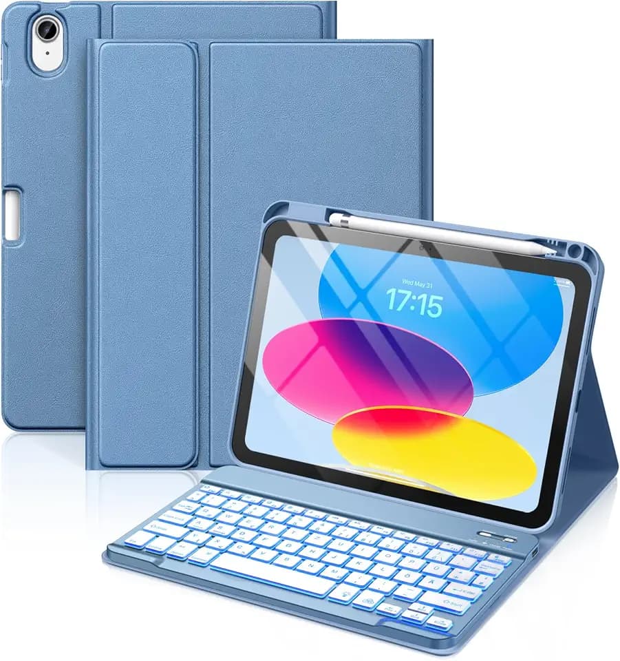 Vobafe Hülle mit Tastatur für iPad A16 11 10 Generation 2025/2022 11/10.9"
