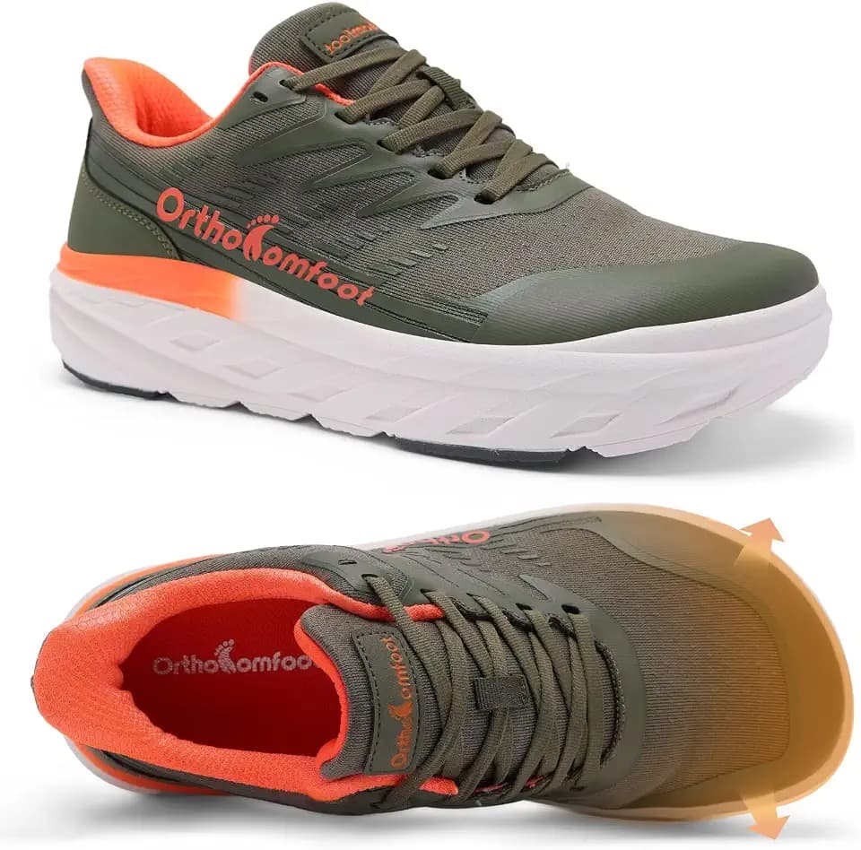 Men's Orthopedic Diabetic Wide Walking Shoes: Comfortable Arch Support Plantar Fasciitis Sport Fashion Sneakers, Casual Wide Toe Box Work Tennis Outdoor Walking Shoes for Swollen Feet, Heel Pain