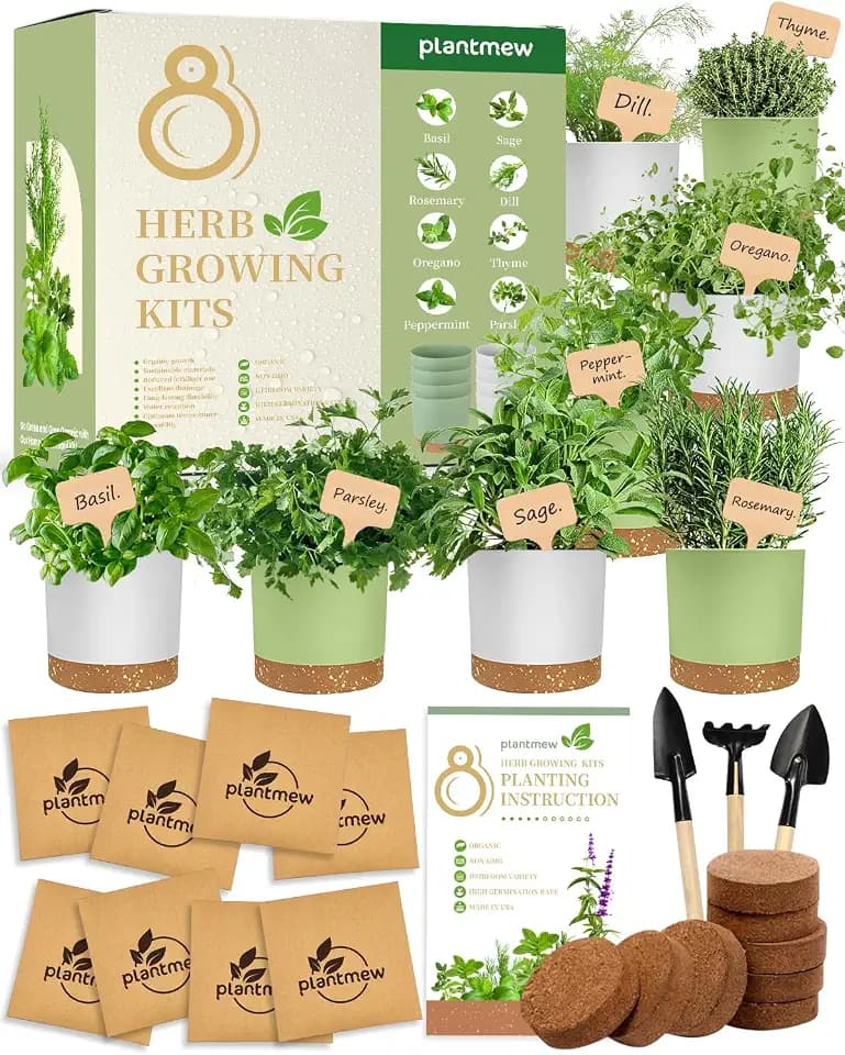 8 Herb Indoor Garden Kit – Gardening Gifts for Mom, Women & Her | Complete Kitchen Seed Starter Set | Unique Christmas, Housewarming & Home Gifts