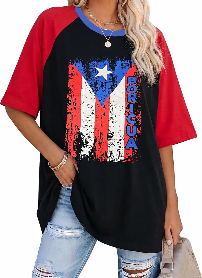 LUKYCILD Puerto Rico Shirt Women Boricua Tshirt Y2k Aesthetic Tops