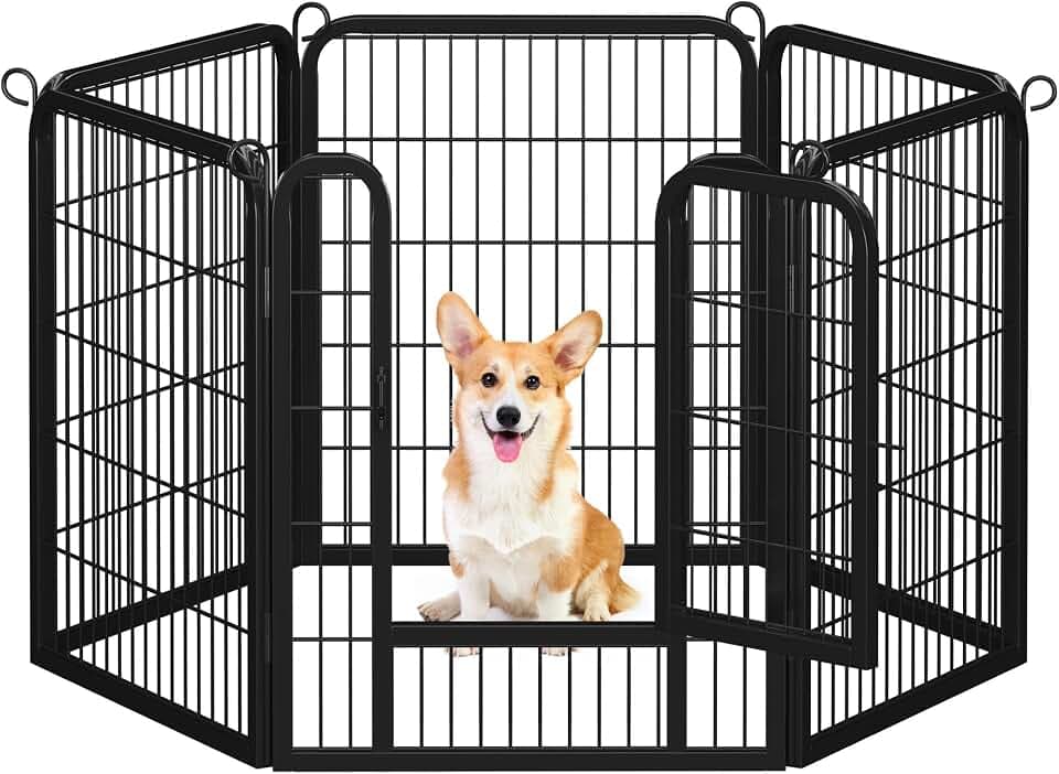 Yaheetech Hundegehege Welpen Kaninchen Katzen Haustiere Indoor Outdoor Netz Zaun Eisen 6pcs 65x80cm Faltbar und Tragbar