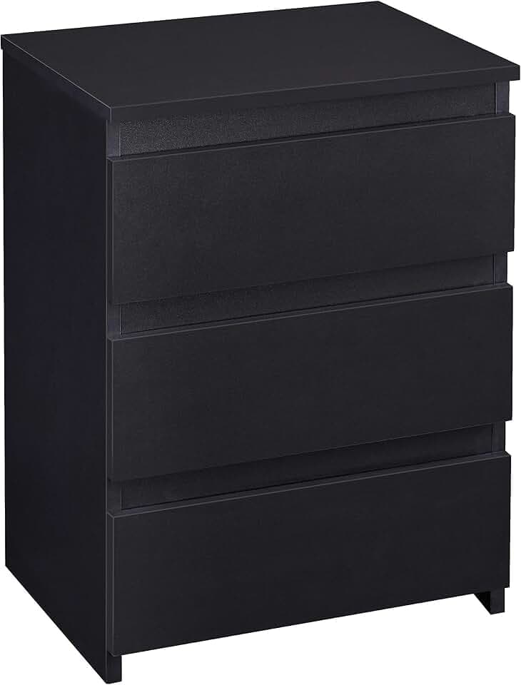 Yaheetech Nachttisch Holz Nachtschrank Boxspringbett Nachtkommode mit 3 Schubladen Schlafzimmer Wohnzimmer Beistelltisch 45 x 35 x 60,5 cm, Schwarz