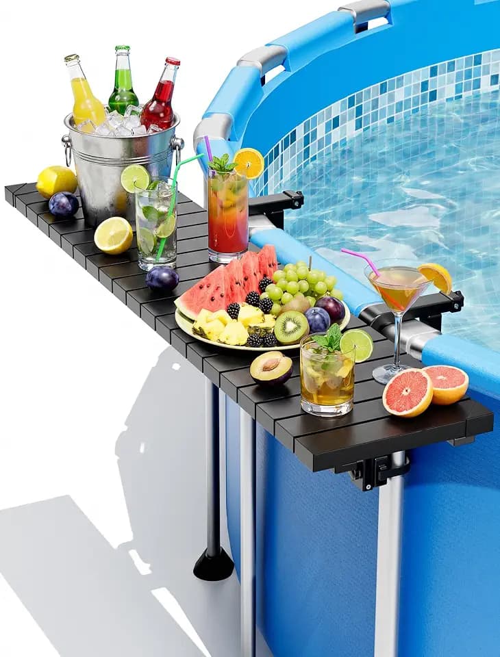 POOLHOUR Above Ground Pool Side Bar, Heavy-Duty Galvanized Iron Table