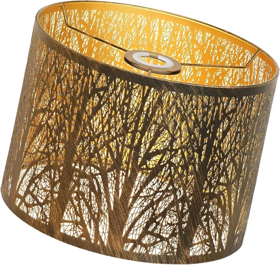 10" top x10"bottom x 7.5"high Antique Bronze Forest Etched Metal LampShades