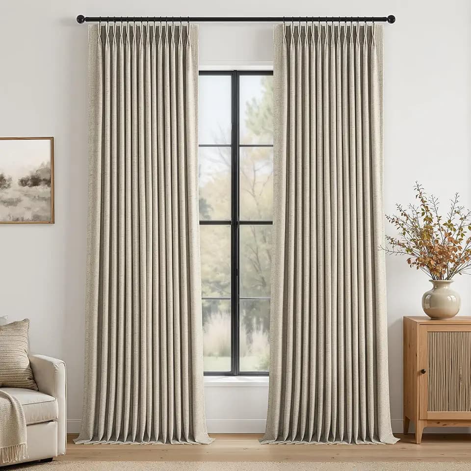 Topfinel 2 Panels Burlywood Full Blackout Pinch Pleated Curtains 108 Inches