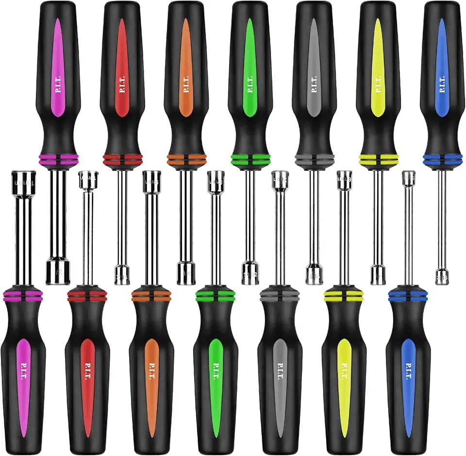 P.I.T. 14 PCS SAE and Metric Nut Driver Set,3/16 to 1/2 Inch & 5 to 11 mm