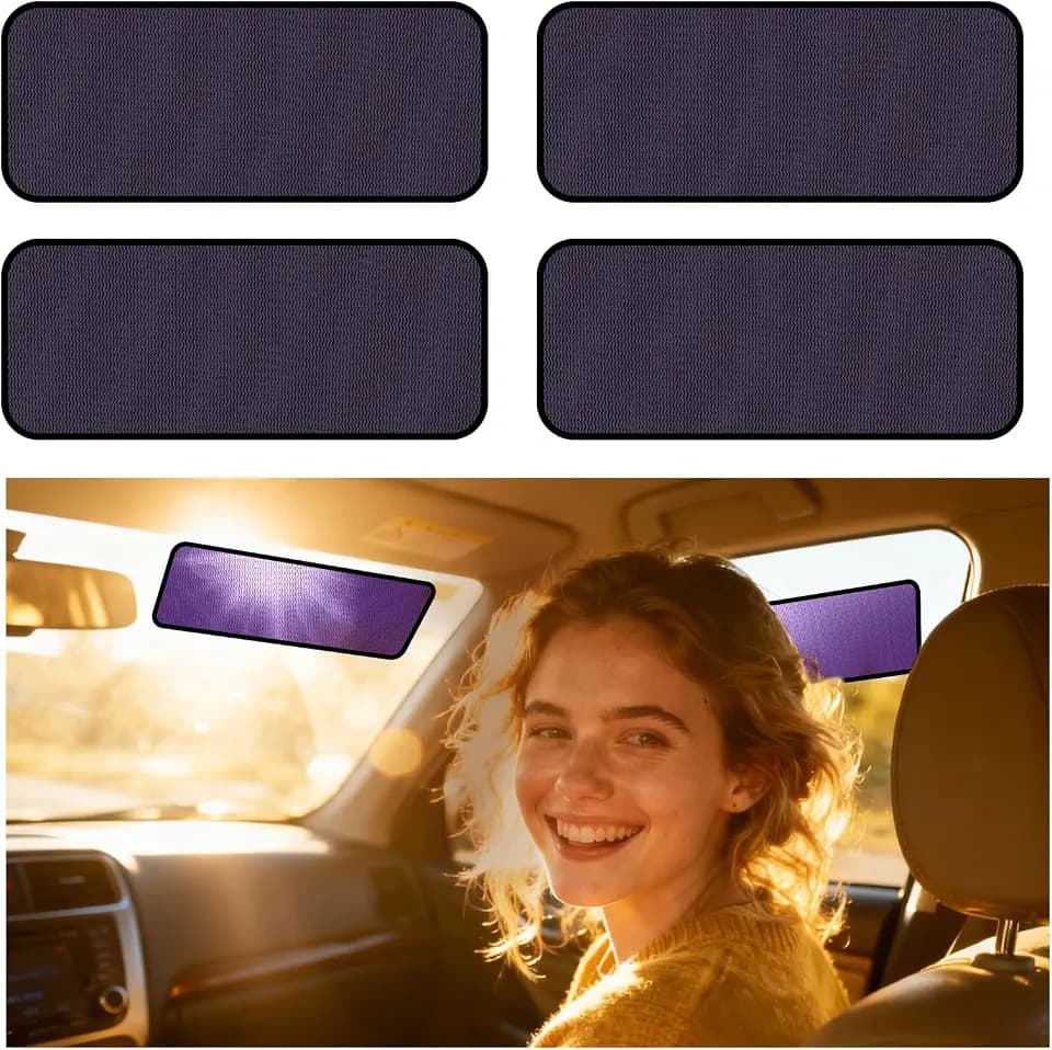 XCBYT 4-Pack Static Cling Car Window Shades, Semi-Transparent Glare Blocker